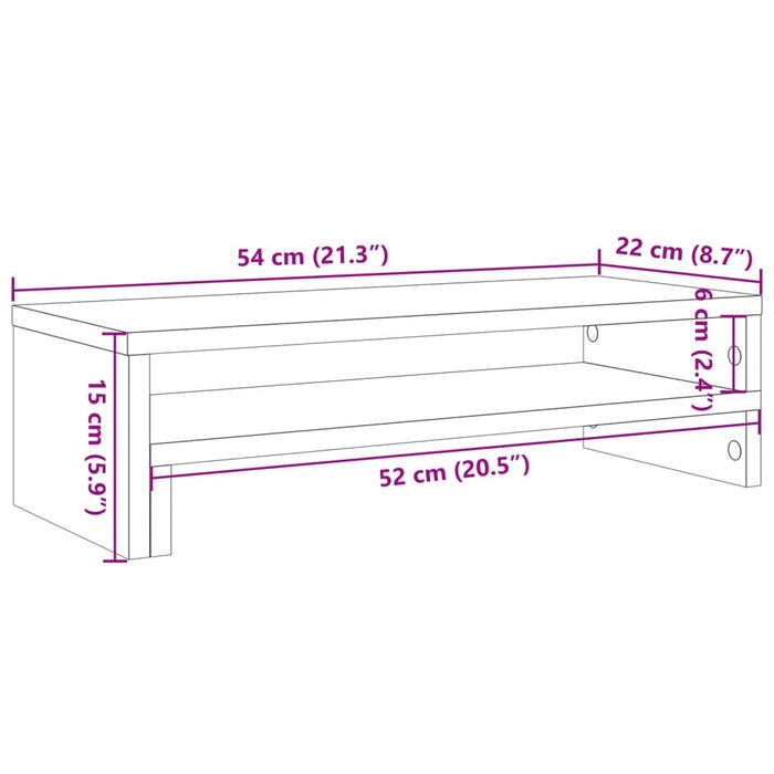 Monitor Stand Smoked Oak 54x22x15 cm Engineered Wood