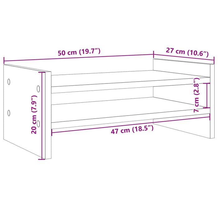 Подставка для монитора, белая, 50x27x20 см, инженерная древесина