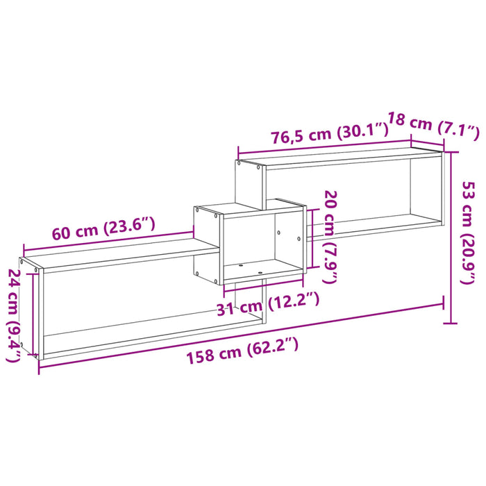 Wall Cabinet 158x18x53 cm Concrete Grey Engineered Wood