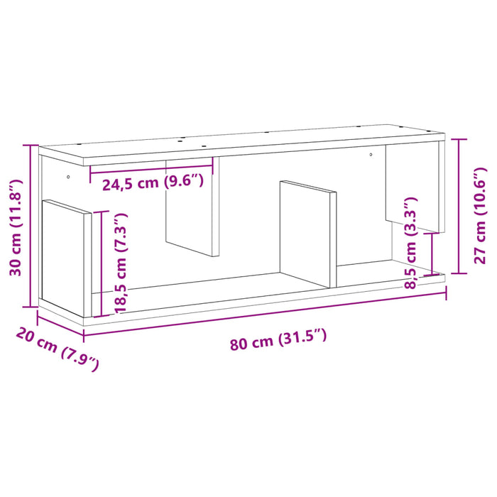 Wall Cabinet 80x20x30 cm Concrete Grey Engineered Wood