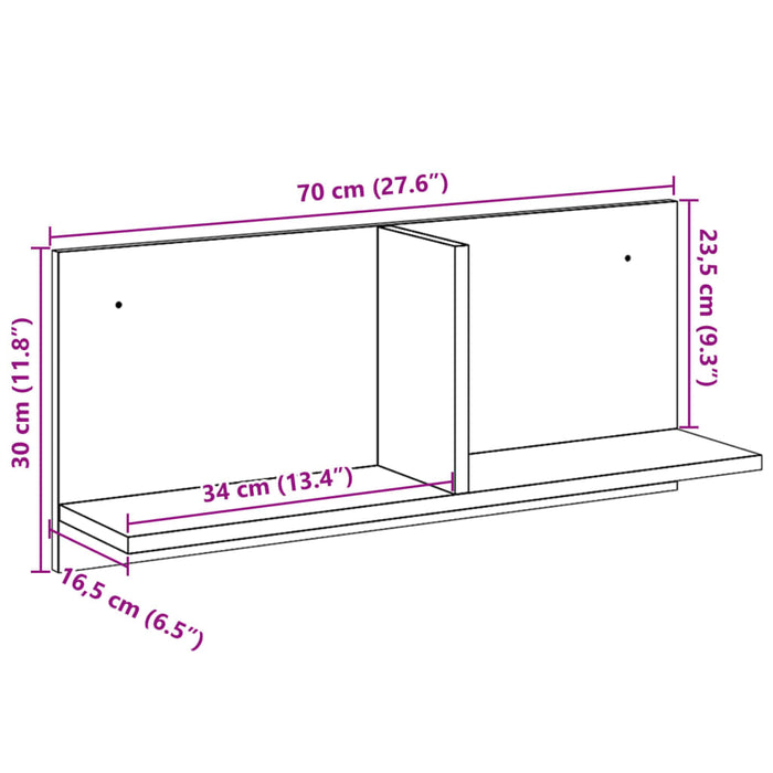 Wall Cabinet 70x16.5x30 cm Grey Sonoma Engineered Wood