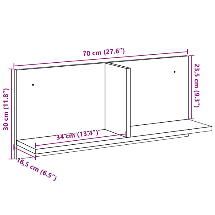 Wall Cabinet 70x16.5x30 cm Old Wood Engineered Wood