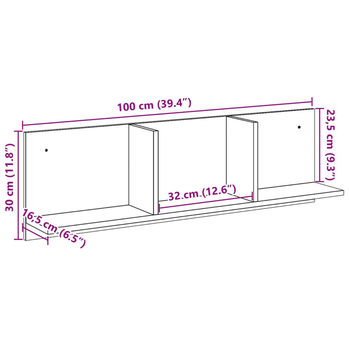 Wall Cabinet 100x16.5x30 cm Black Engineered Wood