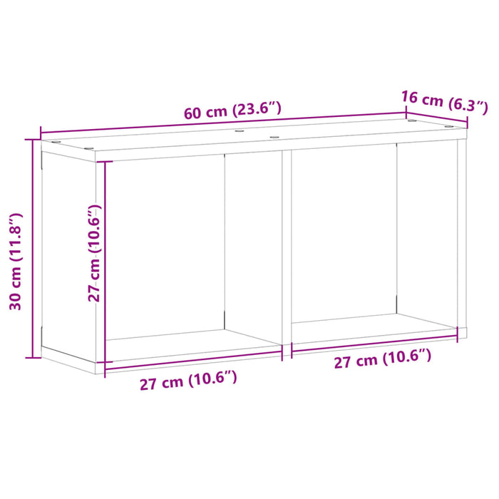 Стенен шкаф 60x16x30 см черно инженерно дърво