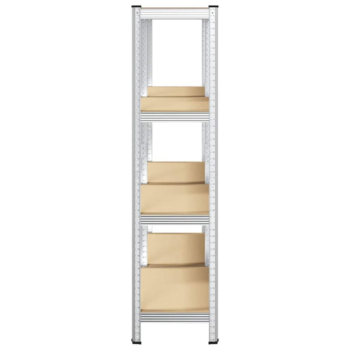 4-Layer Storage Shelves 2 pcs Silver Steel&Engineered Wood