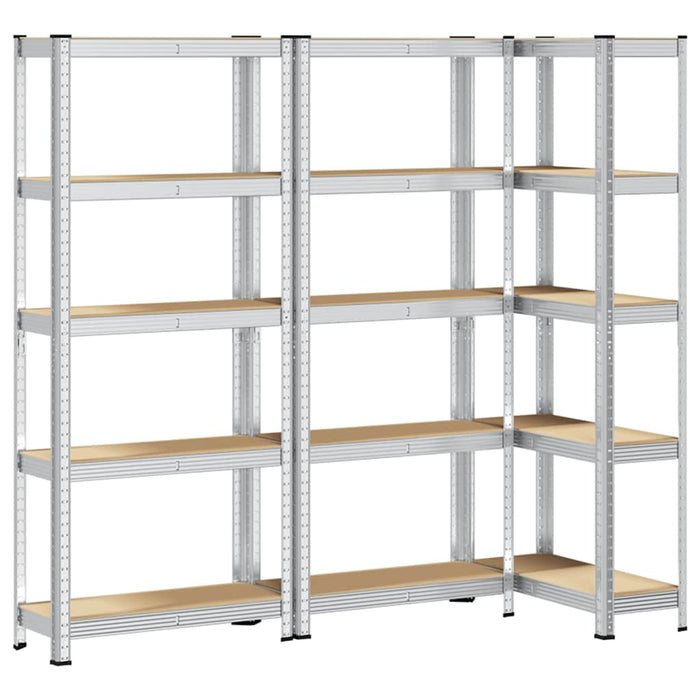 5-Layer Storage Shelves 3 pcs Silver Steel&Engineered Wood