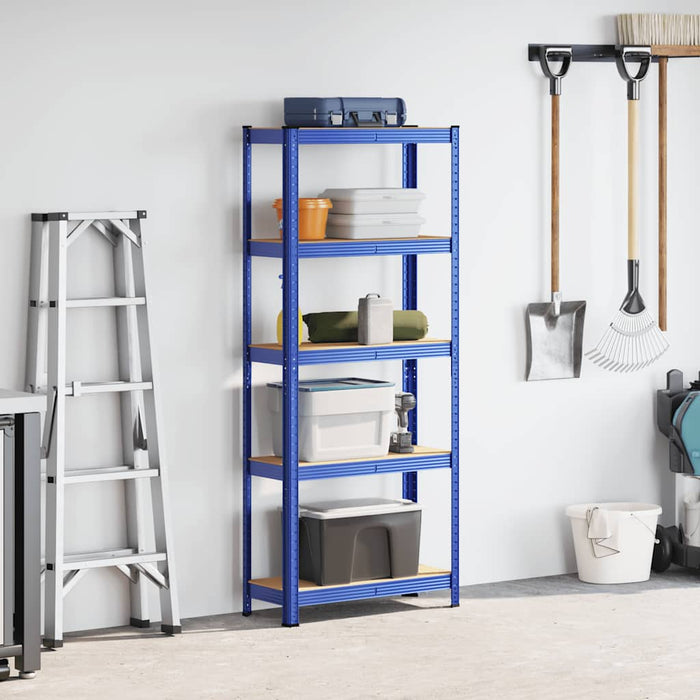 5-Layer Storage Shelf Blue Steel&Engineered Wood