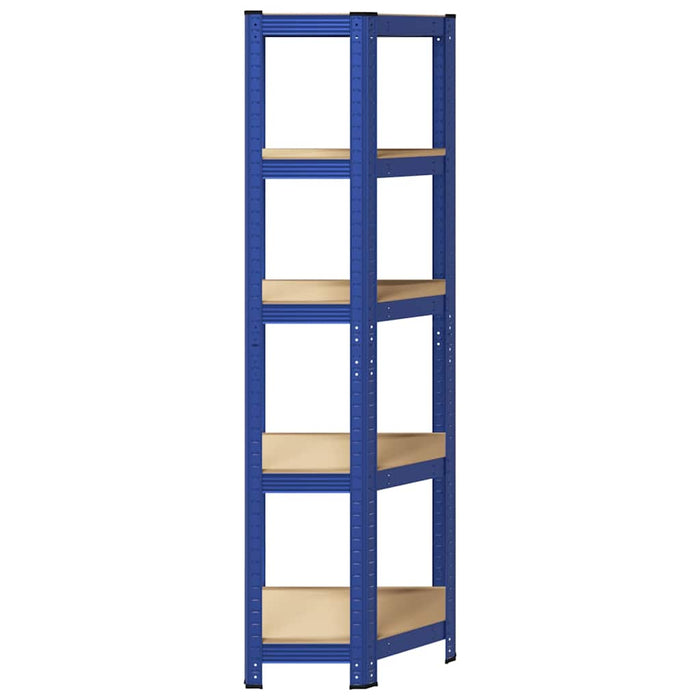 5-Layer Corner Shelf Blue Steel&Engineered Wood