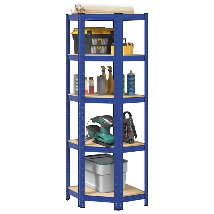 5-Layer Corner Shelf Blue Steel&Engineered Wood