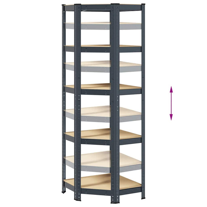 5-Layer Corner Shelf Anthracite Steel&Engineered Wood