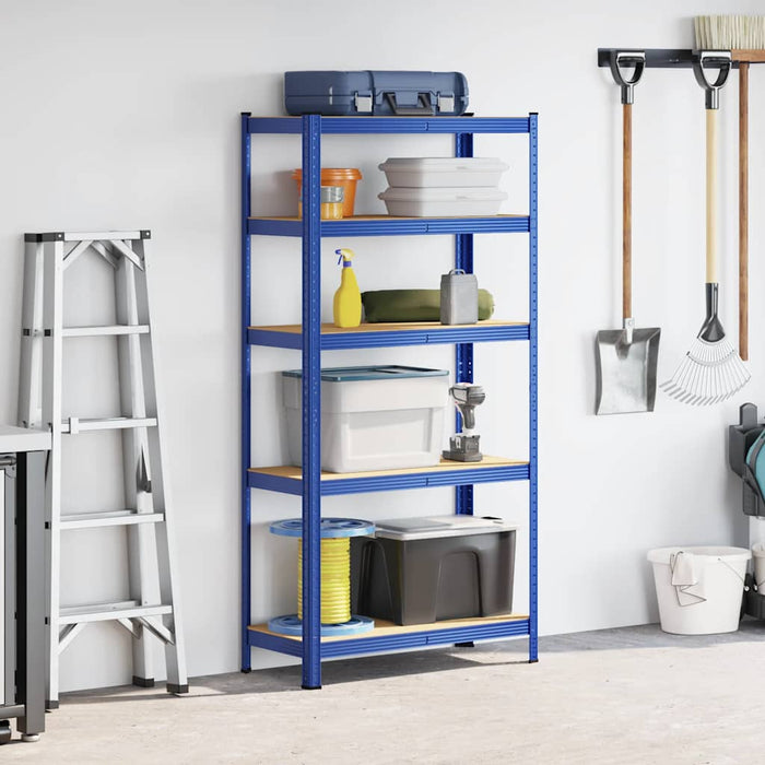 5-Layer Storage Shelf Blue Steel&Engineered Wood