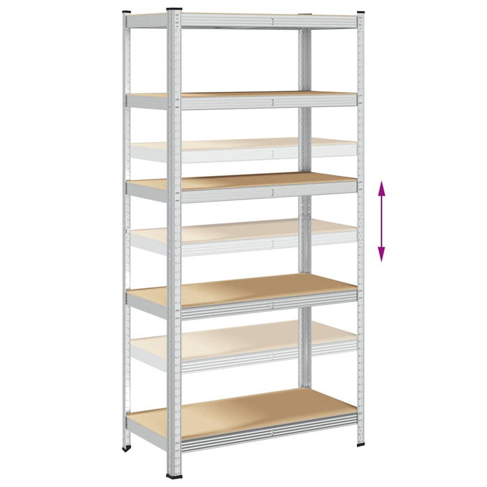 5-Layer Heavy-duty Shelf Silver Steel&Engineered Wood