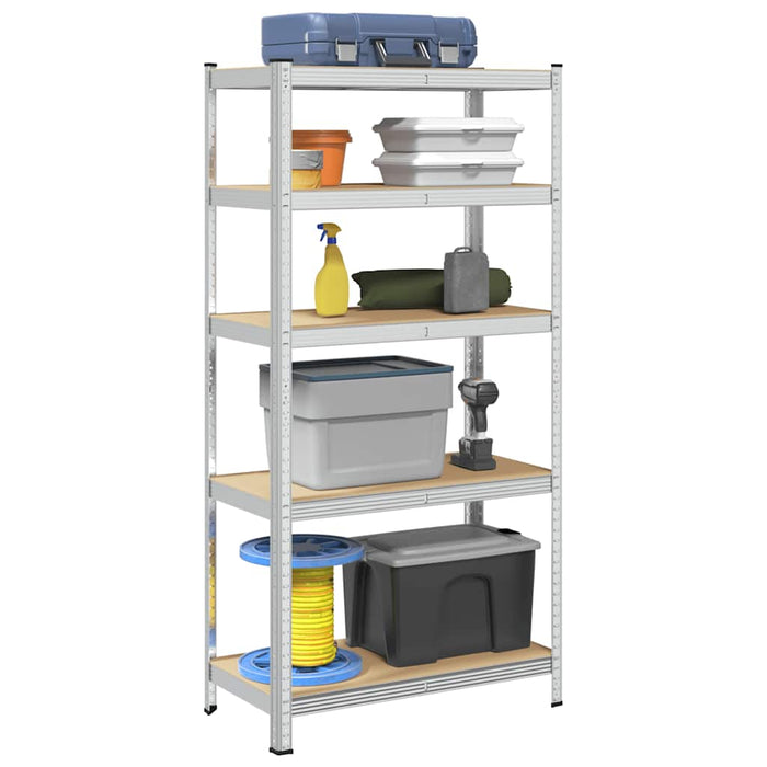 5-Layer Heavy-duty Shelf Silver Steel&Engineered Wood