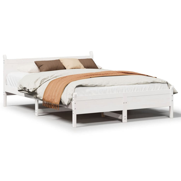 Bed Frame without Mattress White 135x190 cm Double Solid Wood Pine