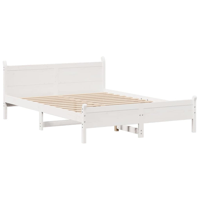 Bed Frame without Mattress White 135x190 cm Double Solid Wood Pine