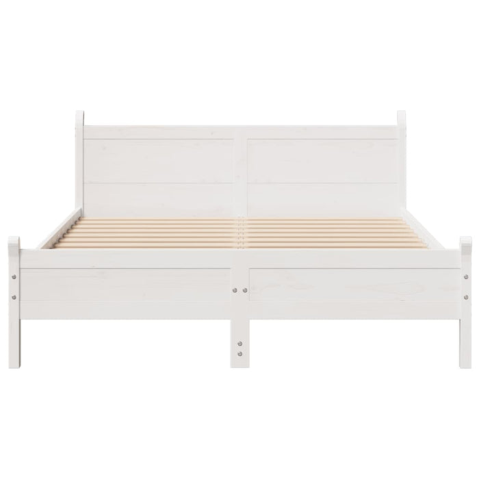 Bed Frame without Mattress White 135x190 cm Double Solid Wood Pine