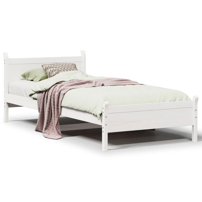 Bed Frame without Mattress White 75x190 cm Small Single Solid Wood Pine