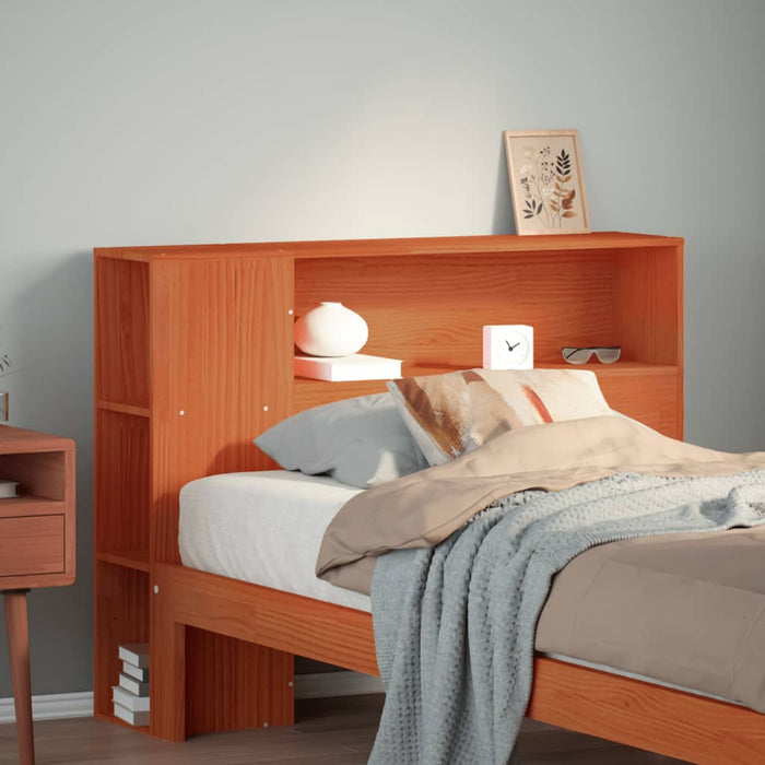 Headboard with Storage Wax Brown 100 cm Solid Wood Pine