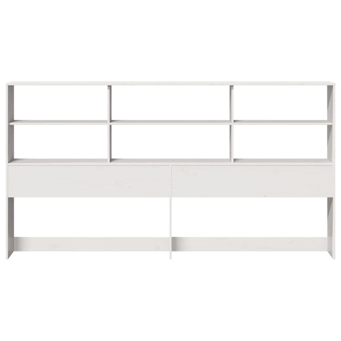 Headboard with Storage White 180 cm Solid Wood Pine