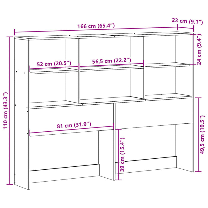 Headboard with Storage White 160 cm Solid Wood Pine