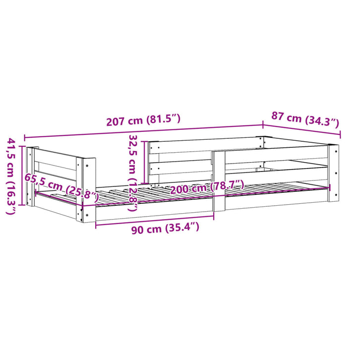 Bed Frame without Mattress Wax Brown 80x200 cm Solid Wood Pine