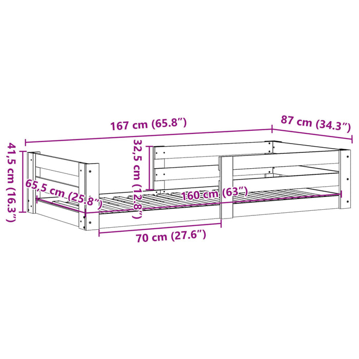 Bed Frame without Mattress Wax Brown 80x160 cm Solid Wood Pine