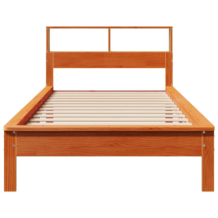 Bookcase Bed without Mattress Wax Brown 100x200 cm Solid Wood Pine