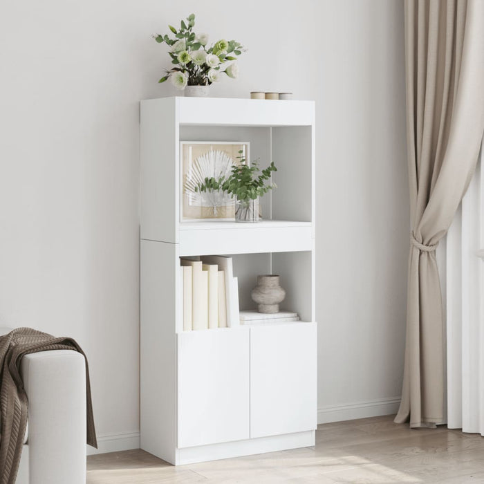 Highboard White 63x33x140 cm Engineered Wood