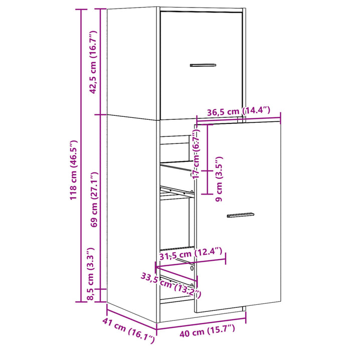 Шкаф за аптека Бял 40x41x118 см Инженерно дърво