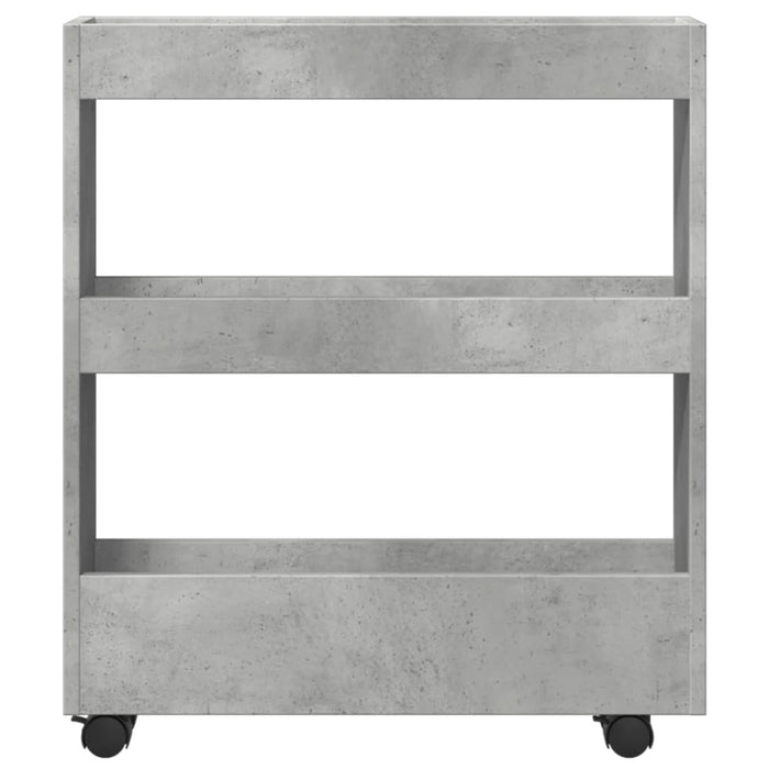 Narrow Storage Trolley 3 Tier Concrete Grey Engineered Wood