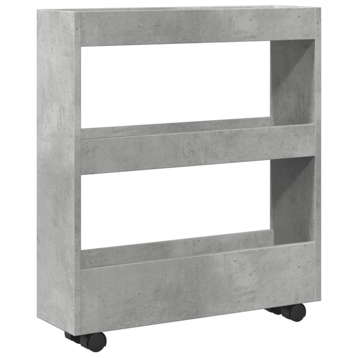 Narrow Storage Trolley 3 Tier Concrete Grey Engineered Wood