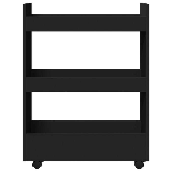 Narrow Storage Trolley 3 Tier Black Engineered Wood