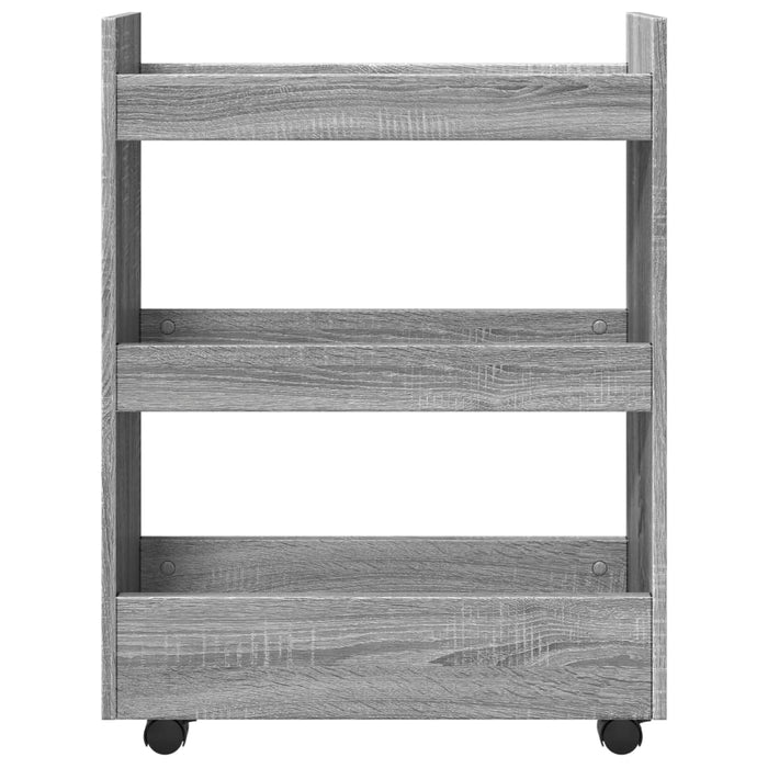 Narrow Storage Trolley 3 Tier Grey Sonoma Engineered Wood