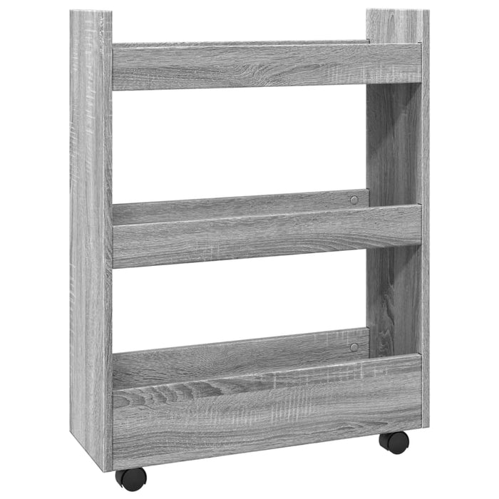 Narrow Storage Trolley 3 Tier Grey Sonoma Engineered Wood