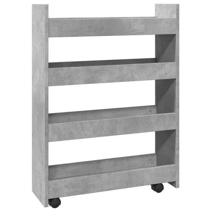 Narrow Storage Trolley 4 Tier Concrete Grey Engineered Wood