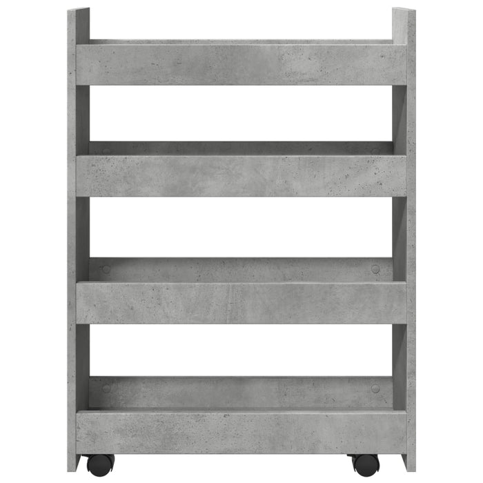 Narrow Storage Trolley 4 Tier Concrete Grey Engineered Wood