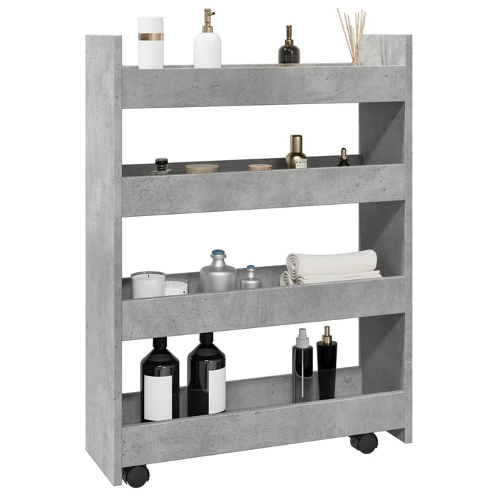 Narrow Storage Trolley 4 Tier Concrete Grey Engineered Wood