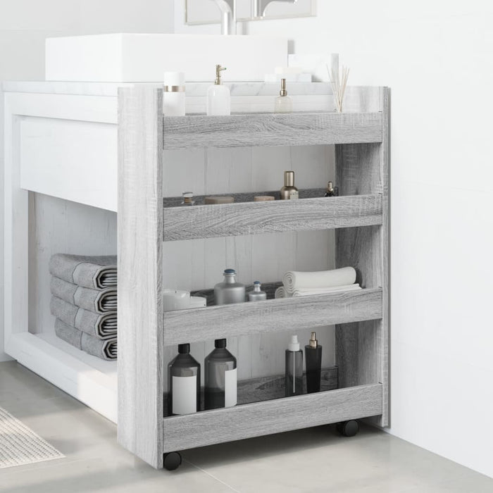 Narrow Storage Trolley 4 Tier Grey Sonoma Engineered Wood