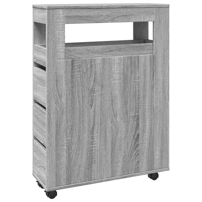 Narrow Bathroom Cabinet with Wheels Grey Sonoma Engineered Wood