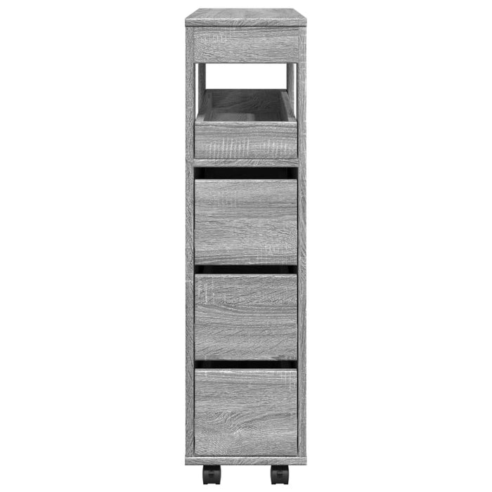 Narrow Bathroom Cabinet with Wheels Grey Sonoma Engineered Wood