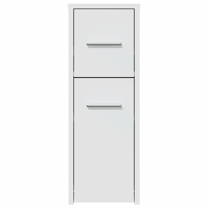 Narrow Bathroom Cupboard with Wheels White Engineered Wood