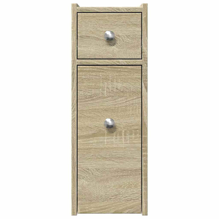 Narrow Bathroom Cupboard with Wheels Sonoma Oak Engineered Wood