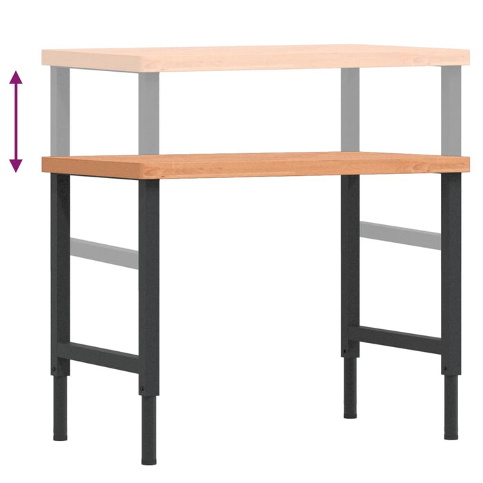 Workbench 100x60x(73-99.5) cm Solid Wood Beech Rectangular