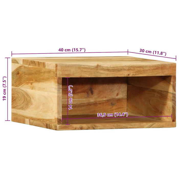 Настенная тумба под телевизор 40x30x19 см, массив акации