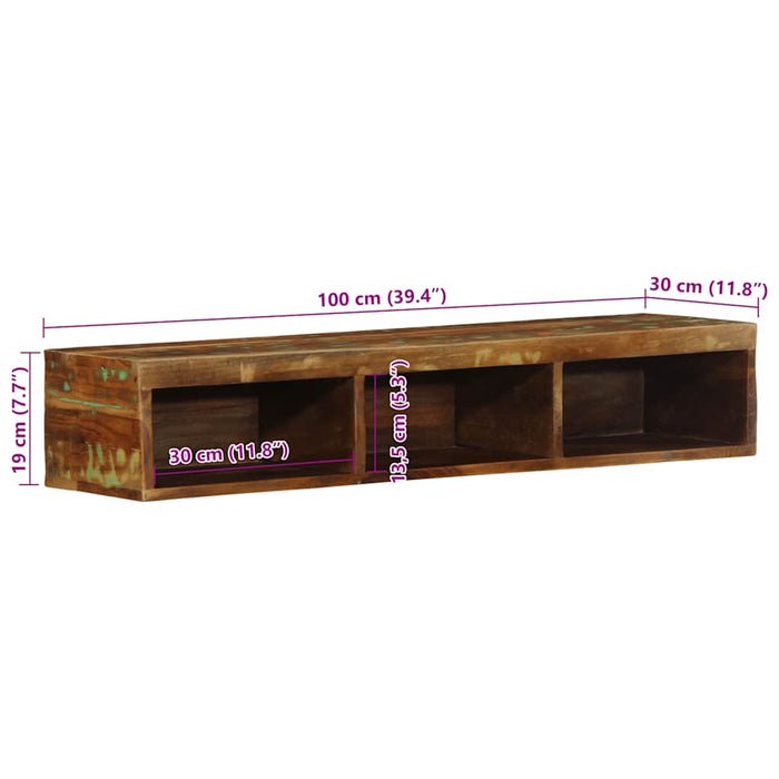 Wall-mounted TV Cabinet 100x30x19 cm Solid Wood Reclaimed