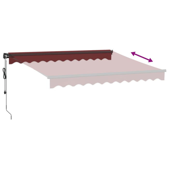 Automatic Retractable Awning with LEDs Burgundy 300x250 cm