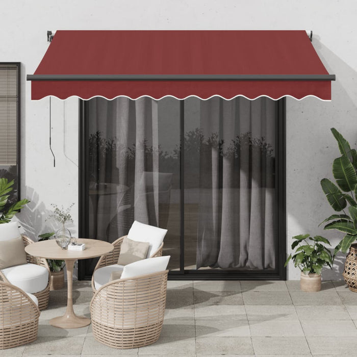 Automatic Retractable Awning with LEDs Burgundy 300x250 cm