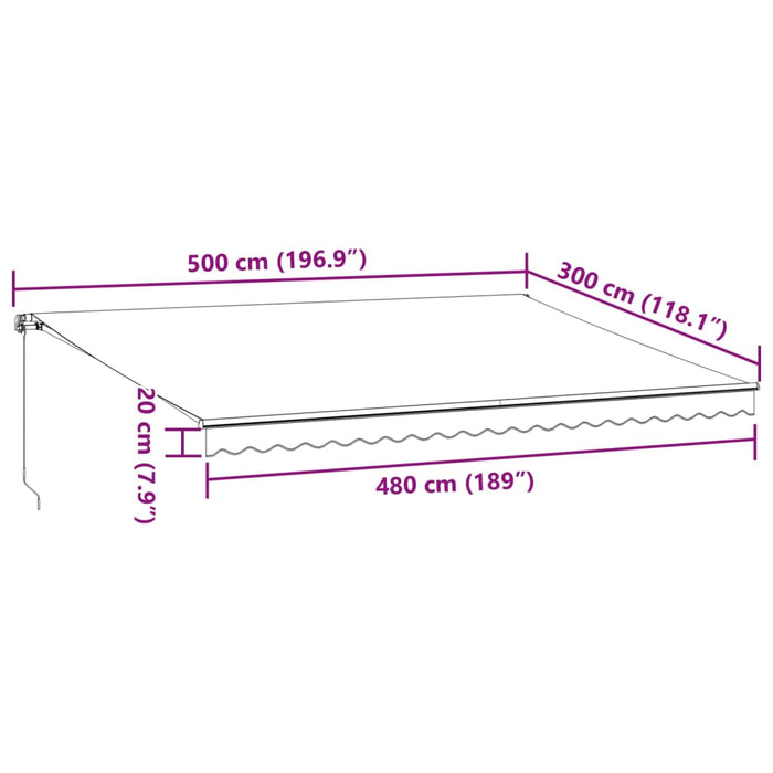 Manual Retractable Awning Burgundy 500x300 cm