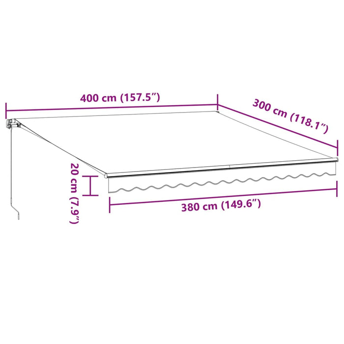 Manual Retractable Awning with LEDs Brown 400x300 cm