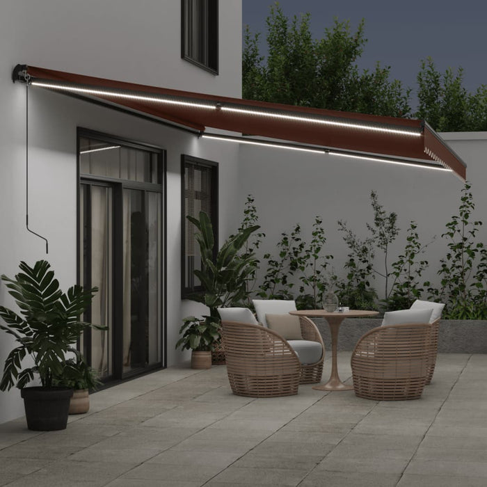 Copertina Retractabila Manuala cu LED-uri Maro 600x300 cm